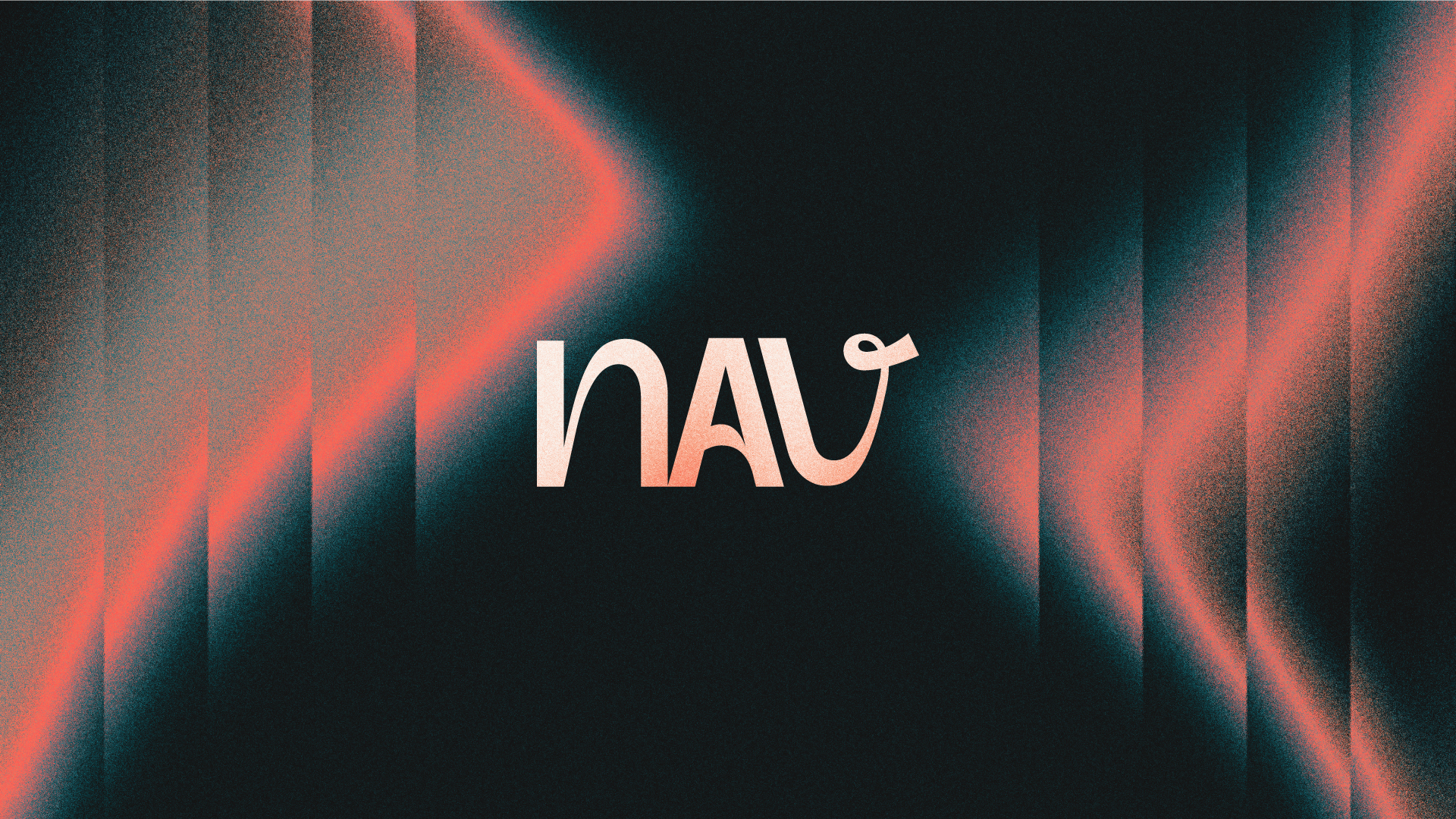 NAV wordmark over a textured coral and teal light field
